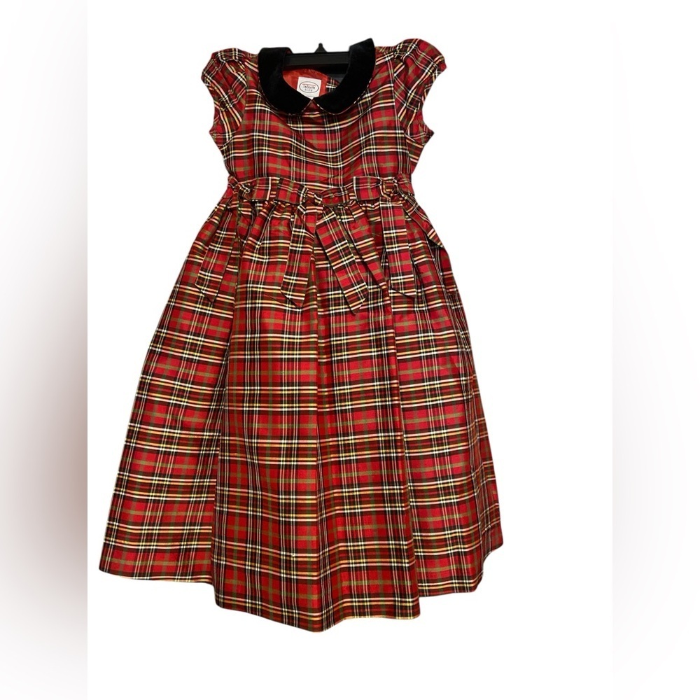 Talbots Red and Black Formal Dress with Fitted Bodice and Full Skirt.​